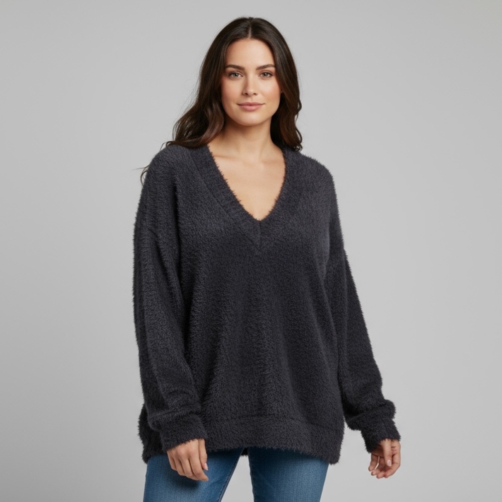 Zara Charcoal V-Neck Sweater